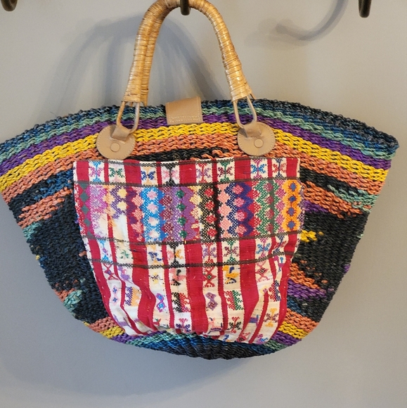 Design Etnika For East Java Xlarge Bright Colored Woven Straw Tote - Picture 2 of 10